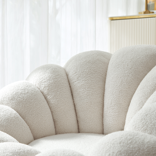 Linspire Lotus Boucle Armchair with Ottoman Marshmallow Furniture Urban Sales